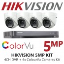 Hikvision 5MP Kit - 4CH DVR + 4x ColorVu Turret Cameras
