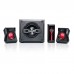 Genius GX SW-G 2.1 1250 V2 Gaming Speaker System, Mains Powered, 20w Subwoofer and 2x 9w satellite speakers, 3.5mm Audio Imput with volume and Bass Control, Black and Red
