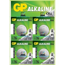 4x GP Batteries A76 LR44 V13GA Alkaline 1.5V Button Cell Batteries