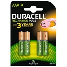 Duracell Rechargable Pack of 4 AAA 750mAh Rechargeable Batteries