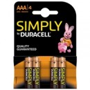 Duracell Simply Alkaline Pack of 4 AAA Batteries