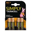 Duracell Simply Alkaline Pack of 4 AA Batteries