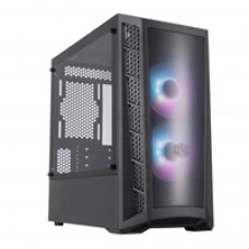 Cooler Master MasterBox MB320L ARGB Micro Tower 2 x USB 3.2 Gen 1 Edge-to-Edge Tempered Glass Side Window Panel Black Case with Addressable RGB LED Fans with Controller & DarkMirror Front Panel