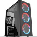 Cronus Metis Mid Tower 1 x USB 3.0 / 2 x USB 2.0 Tempered Glass Side Window Panel Black Case with RGB LED Fans & I/O Panel Control Button