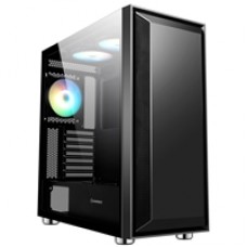 GameMax Stealth Mid Tower 1 x USB 3.0 / 2 x USB 2.0 Tempered Glass Side Window Panel Black Case with Addressable RGB LED Fans