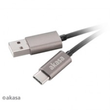 Akasa USB 2.0 A (M) to USB 2.0 C (M) 1m Grey Retail Packaged Data Cable