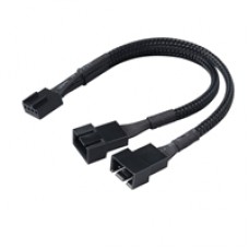 Akasa AK-CBFA04-15 4-Pin Fan PWM (M) to 2 x 4-Pin Fan PWM (F + F) 0.15m Black Retail Packaged Internal Splitter Cable