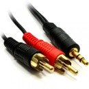 3.5mm (M) Stereo Jack to 2 x RCA Plug (M + M) 5m Black OEM Cable