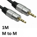 3.5mm (M) Stereo Plug to 3.5mm (M) Stereo Plug 1m Black with Gold Connectors OEM Cable
