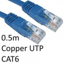 RJ45 (M) to RJ45 (M) CAT6 0.5m Blue OEM Moulded Boot Copper UTP Network Cable