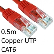 RJ45 (M) to RJ45 (M) CAT6 0.5m Red OEM Moulded Boot Copper UTP Network Cable