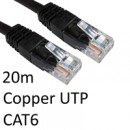 RJ45 (M) to RJ45 (M) CAT6 20m Black OEM Moulded Boot Copper UTP Network Cable