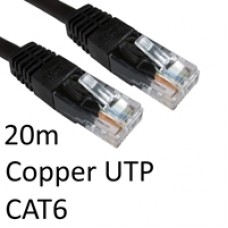 RJ45 (M) to RJ45 (M) CAT6 20m Black OEM Moulded Boot Copper UTP Network Cable