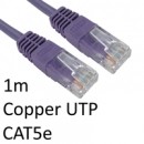 RJ45 (M) to RJ45 (M) CAT5e 1m Violet OEM Moulded Boot Copper UTP Network Cable