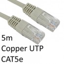 RJ45 (M) to RJ45 (M) CAT5e 5m Grey OEM Moulded Boot Copper UTP Network Cable