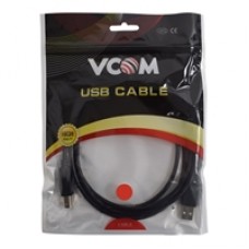 VCOM USB 2.0 A (M) to USB 2.0 B (M) 1.8m Black Retail Packaged Nickel Plated Printer/Scanner Data Cable