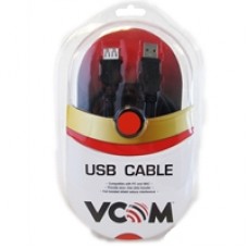VCOM USB 2.0 A (M) to USB 2.0 A (F) 1.8m Black Retail Packaged Extension Data Cable