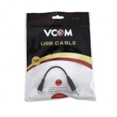 VCOM USB 2.0 A (F) to USB 2.0 Micro B (M) 0.15m Black Retail Packaged Nickel Plated Data Adapter