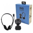 Evo Labs HC-01 Webcam and Headset Chatpack, 640x480, USB 2.0 Webcam with 30fps, photo and video capture, 3.5mm Headset with Volume Control and Adjustable Microphone