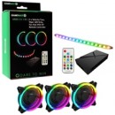 GameMax Addressable RGB 3-in-1 Kit with 3 Velocity Fans, 0.3m Viper LED Strip & PWM Fan Hub with RF Remote Control