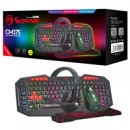 Marvo Scorpion CM375 4-in-1 Gaming Bundle, Wired Keyboard, Mouse, Headset and Mouse Pad, 7 Colour LED, Multimedia, Anti-ghosting Keys, 3200 dpi Mouse, Non-slip Mouse Pad and Stereo Headset