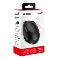 Genius NX-8006S Silent Wireless Mouse, 2.4 GHz with USB Pico Receiver, Adjustable DPI levels up to 1600 DPI, 3 Button with Scroll Wheel, Ambidextrous Design, Black
