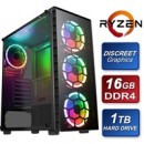 Raider RGB AMD Ryzen 2600 3.6GHZ Six Core 16GB RAM 256GB SSD + 1TB HDD with Gigabyte GTX1650 graphics Pre-Built System