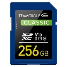 Team TSDXC256GIV1001 Classic Flash Memory Card, 256GB, SDHC, UHS U1, Retail Packed
