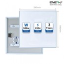 ENER-J Infrared Heating Panel, White Body, 360W, 595 x 595 x 22, UK mains plug