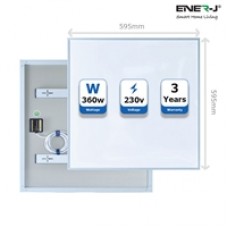 ENER-J Infrared Heating Panel, White Body, 360W, 595 x 595 x 22, UK mains plug
