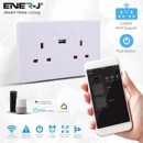 ENER-J Smart WiFi 13A Twin Wall Sockets with single USB and push power buttons