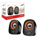 Genius SP-Q160 2.0 Desktop Speakers, Stereo Sound, USB Powered Plug and Play, 6w, 3.5mm with Volume Control, Orange