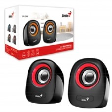 Genius SP-Q160 2.0 Desktop Speakers, Stereo Sound, USB Powered Plug and Play, 6w, 3.5mm with Volume Control, Red