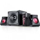 Genius GX SW-G 2.1 1250 V2 Gaming Speaker System, Mains Powered, 20w Subwoofer and 2x 9w satellite speakers, 3.5mm Audio Imput with volume and Bass Control, Black and Red