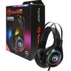Marvo Scorpion HG8901 Gaming Headset, Stereo Sound, RGB, LED, Omnidirectional Microphone, 50mm Audio Drivers, Built-in Volume Control, USB and 3.5mm Connection, Black
